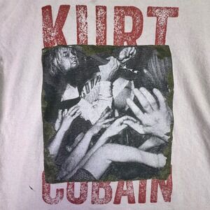Kurt Cobain Nirvana Shirt Men's Large Graphic Distressed Rock Band Short Sleeve